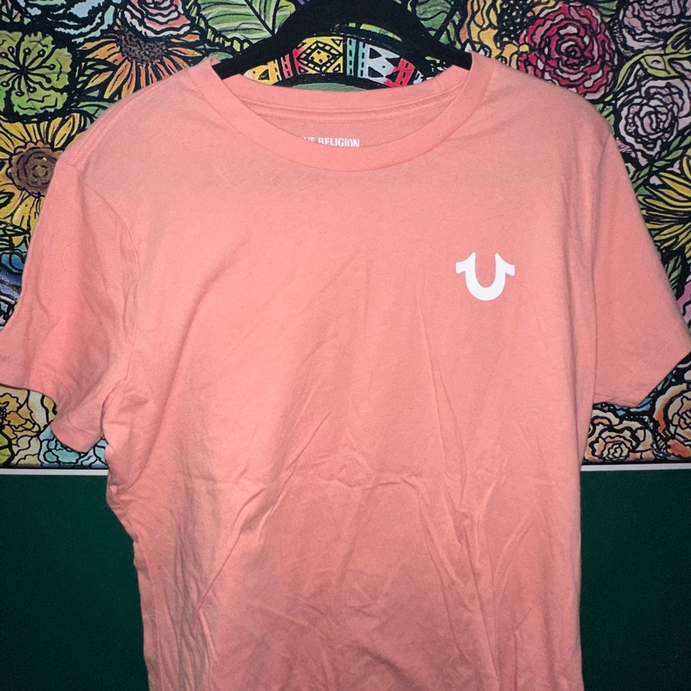True Religion Coral Tee with glitter horseshoe